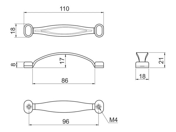 Ручка UR1005/96 (DUR 10/96 G4) цвет Античная бронза GIFF