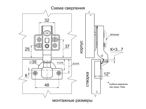 Петля полунакладная Clip-on Ø=35 H=0 мм цвет Никель GIFF PRIME