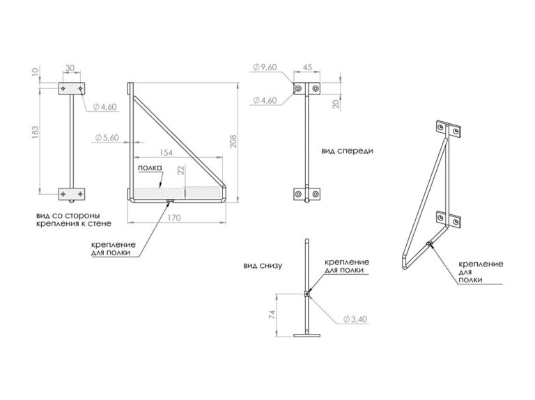 Консоль декоративная Loft BREV 209х166 мм цвет Черный GIFF